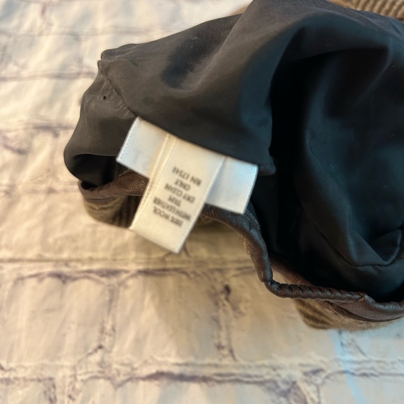 NINE WEST MADE IN PHILIPPINES WOMENS BROWN MIX 100% WOOL BERET LEATHER TRIM - Picture 4 of 8